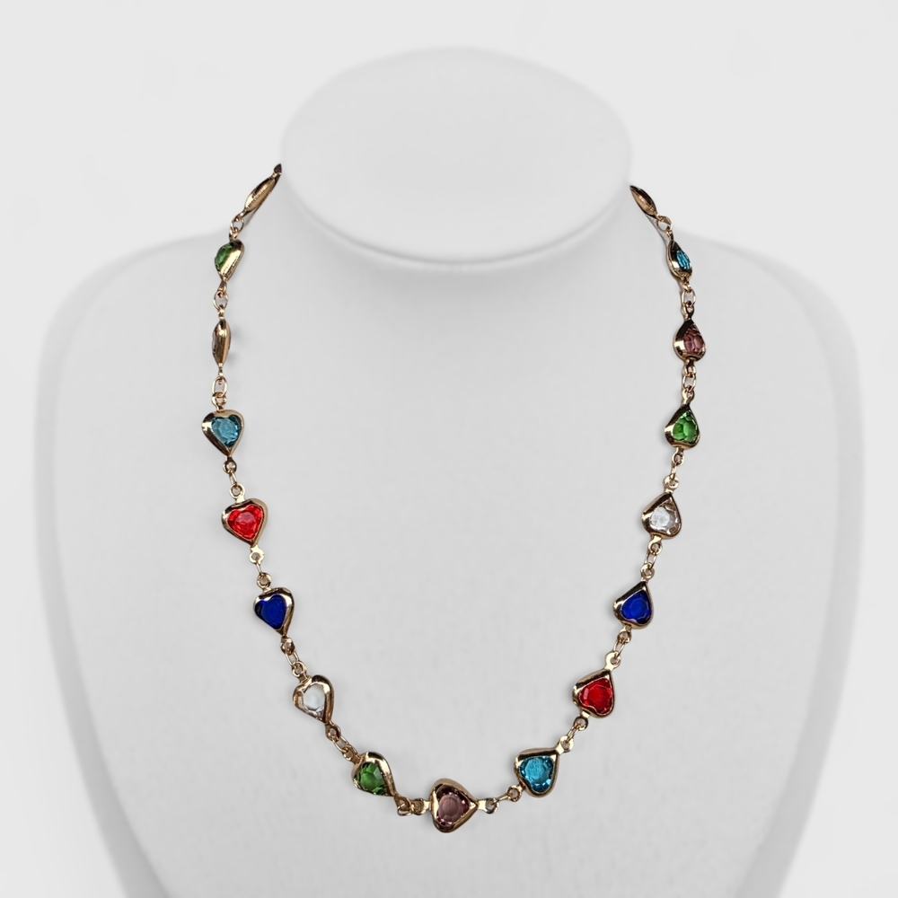 Heart Chain Necklace Boheme Jewelry Stainless Steel Gold Multi